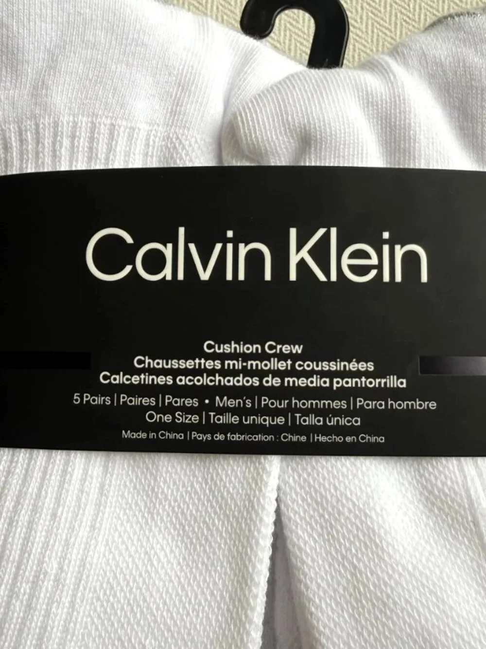 Calvin Klein Men's Cushion Crew Socks 5 Pair Pack White One Size NWT